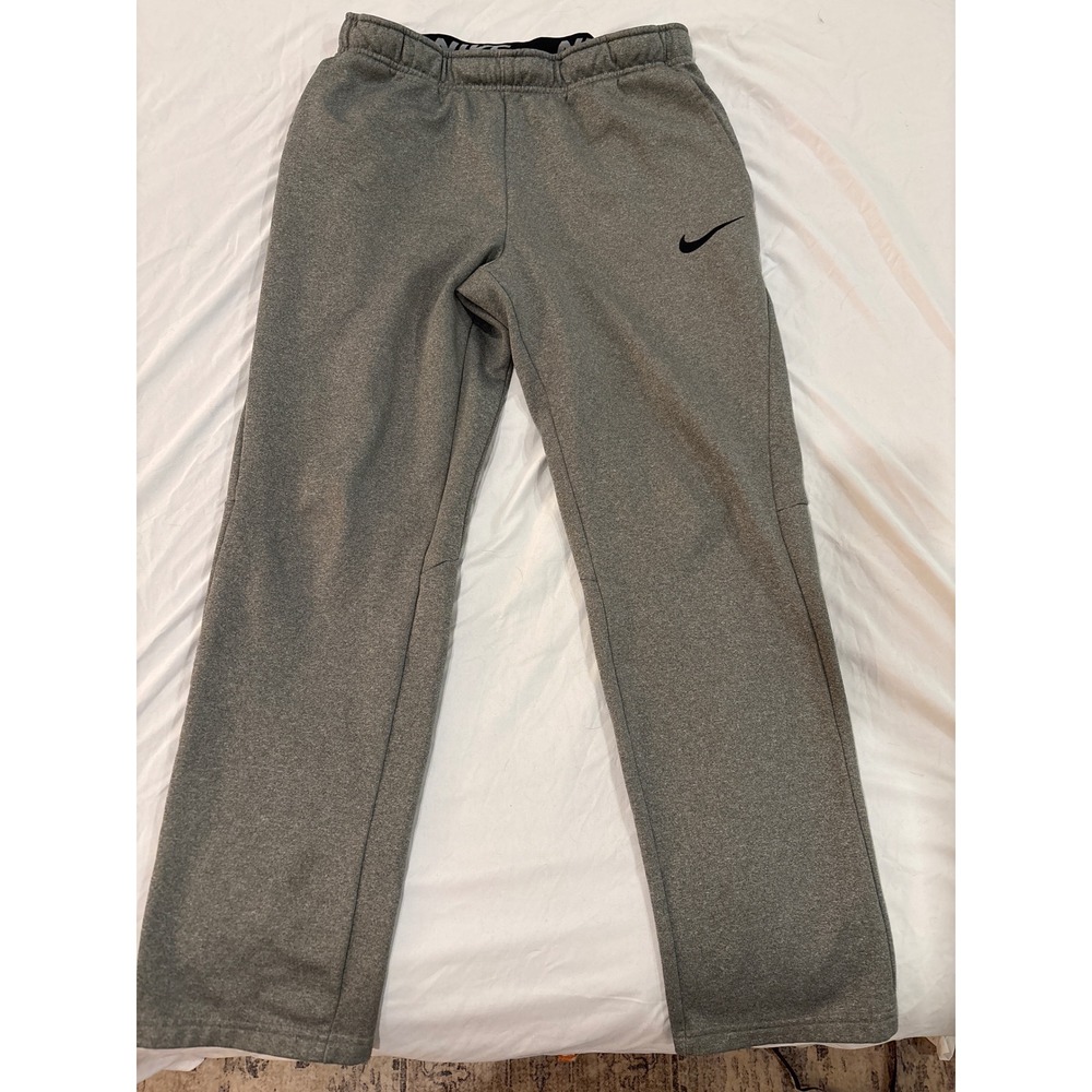 Nike Therma-FIT Dri-FIT Mens Gray Fleece Training Sweatpants Straight Leg Size M